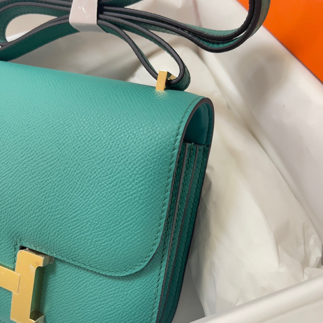 Hermes Constance 18 Mini Shoulder Bag In Vert Vertigo Epsom Leather